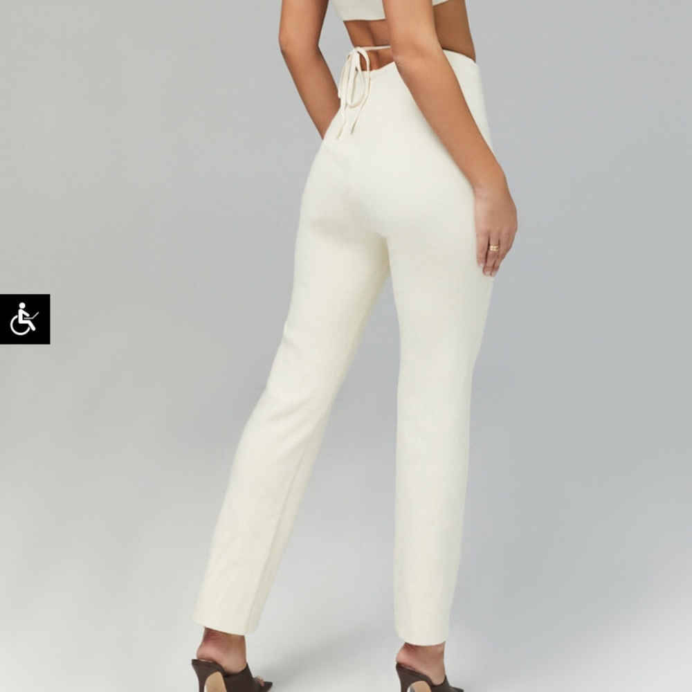 Mistress Rocks - Ivory Rib Knit Trousers - Picture 2 of 7